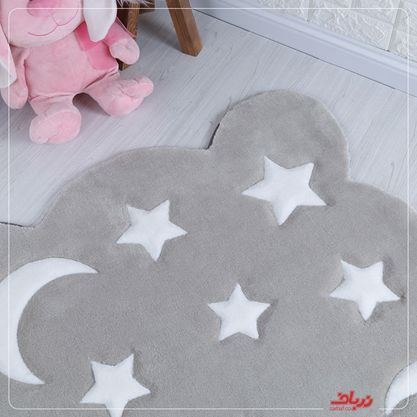 فرش کودک زرباف طرح ماه و ستاره