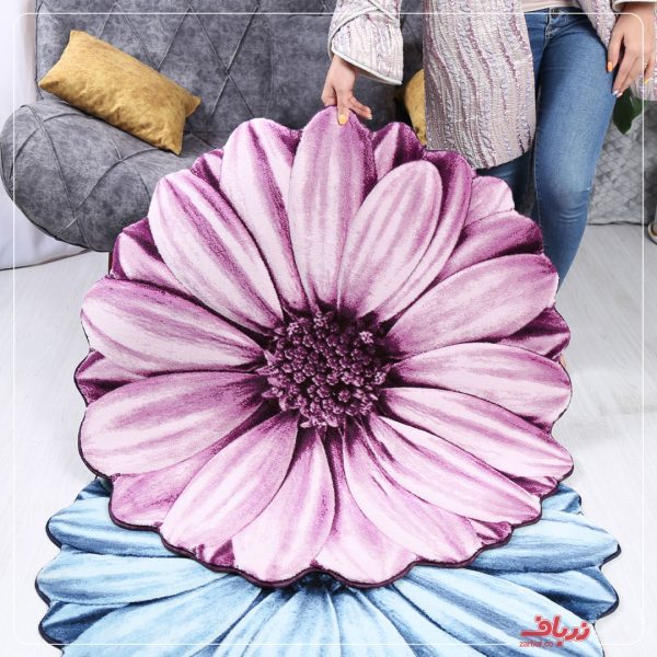 فرش سه بعدی زرباف طرح گلسا رنگ بنفش