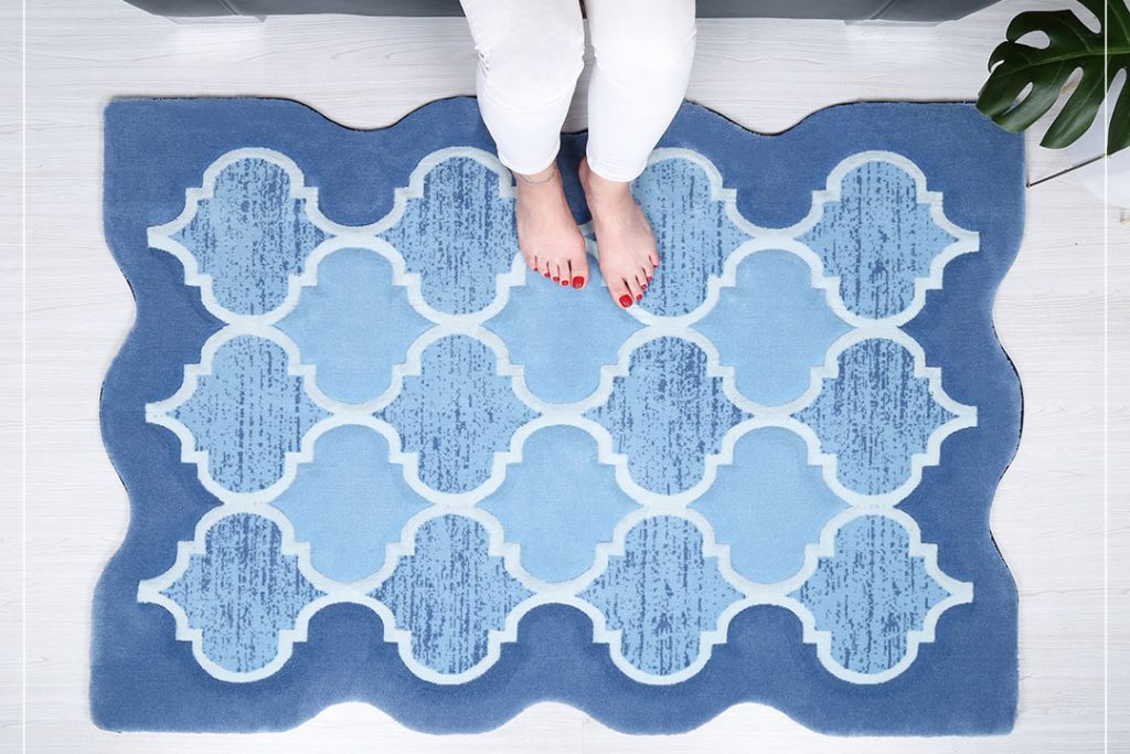 فرش آبی با طرح مراکشی