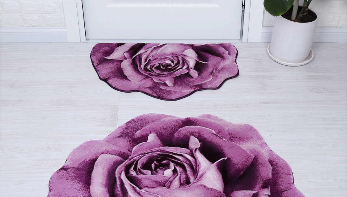 فرش گل رز بنفش برای اتاق خواب
