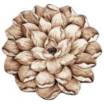 فرش سه بعدی زرباف طرح گل نیلوفر رنگ شکلاتی