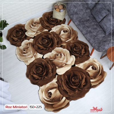 فرش سه بعدی زرباف طرح رز مینیاتوری