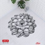 فرش زرباف طرح گل نیلوفر رنگ طوسی