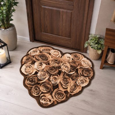 فرش سه بعدی زرباف طرح گلشن رنگ شکلاتی