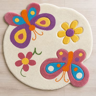 فرش سیسمونی زرباف طرح پروانه رنگین